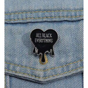 ALL BLACK EVERYTHING Heart Enamel Lapel Backpack Pin NEW NIP